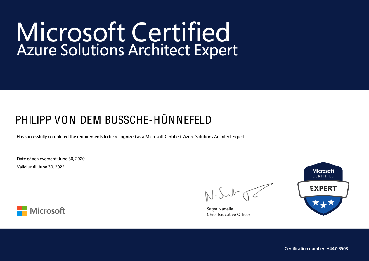 Azure Certified Solution Architect Expert